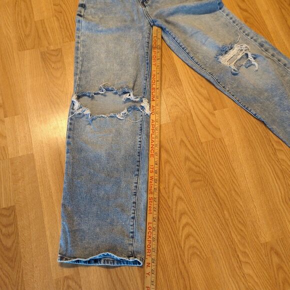 SO Highest Rise Baggy Dad Jeans Womens 3 26 Blue Denim Distressesd Ripped - Picture 2 of 7